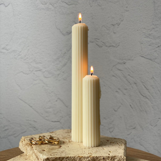 Natural Soy Wax Ribbed Pillar Candles Australia