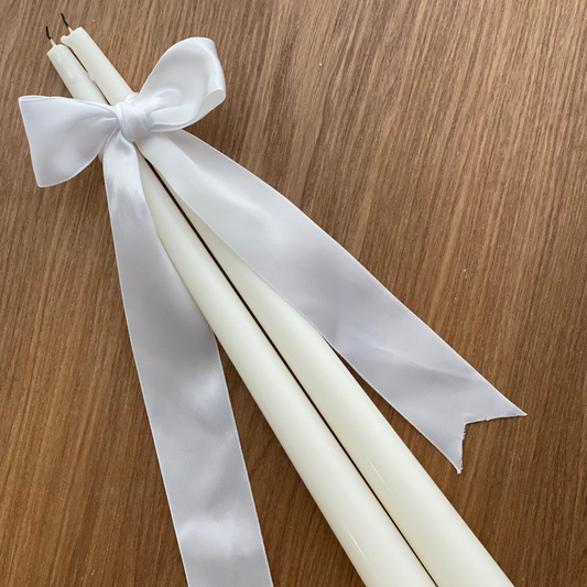 Tall free standing soy wax natural candles Australia | White taper candles | wedding candles