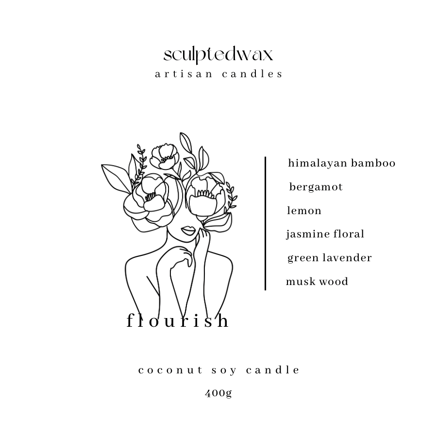 flourish candle label | limited edition home fragrance | eco luxury candles