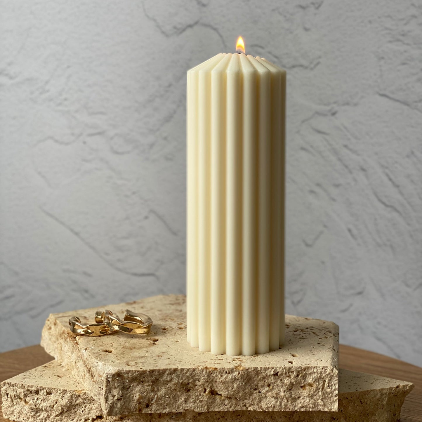 Tall Ribbed Pillar soy candle australia | Large ribbed pillar candle | eco-friendly soy wax | australian candles wholesale