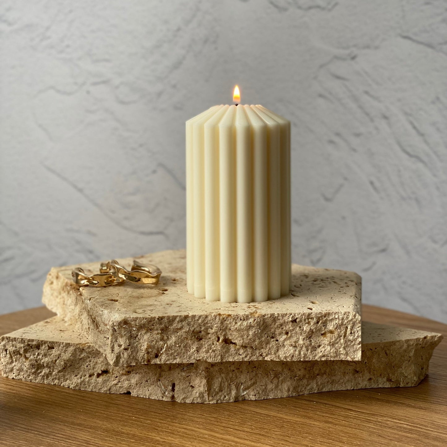Short Ribbed Pillar Soy Candle | Luxe Candles | Wedding lighting | Pillar candles