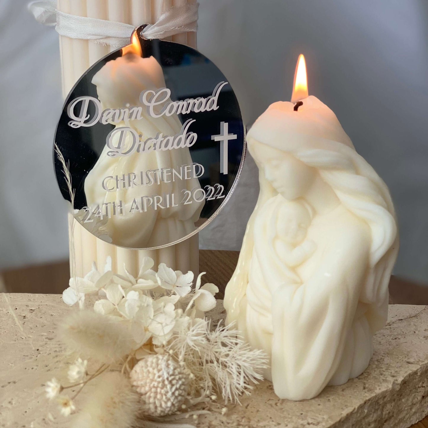 Mother Mary candle | mother and baby | mothers love | gift idea | gift favour | nursery | motherhood | baby shower | baptism | christening