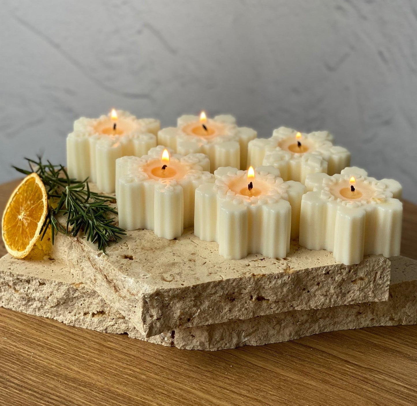 Natural soy wax snowflake sculptural candle australia