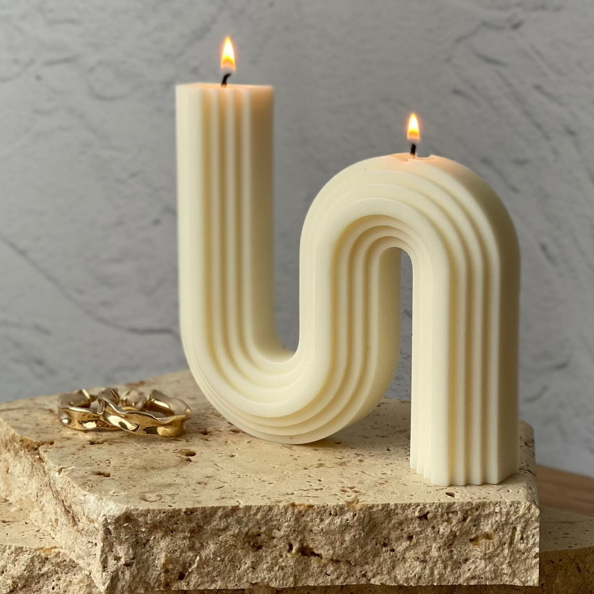 Geo Sculptural candle geometric style candle Australia