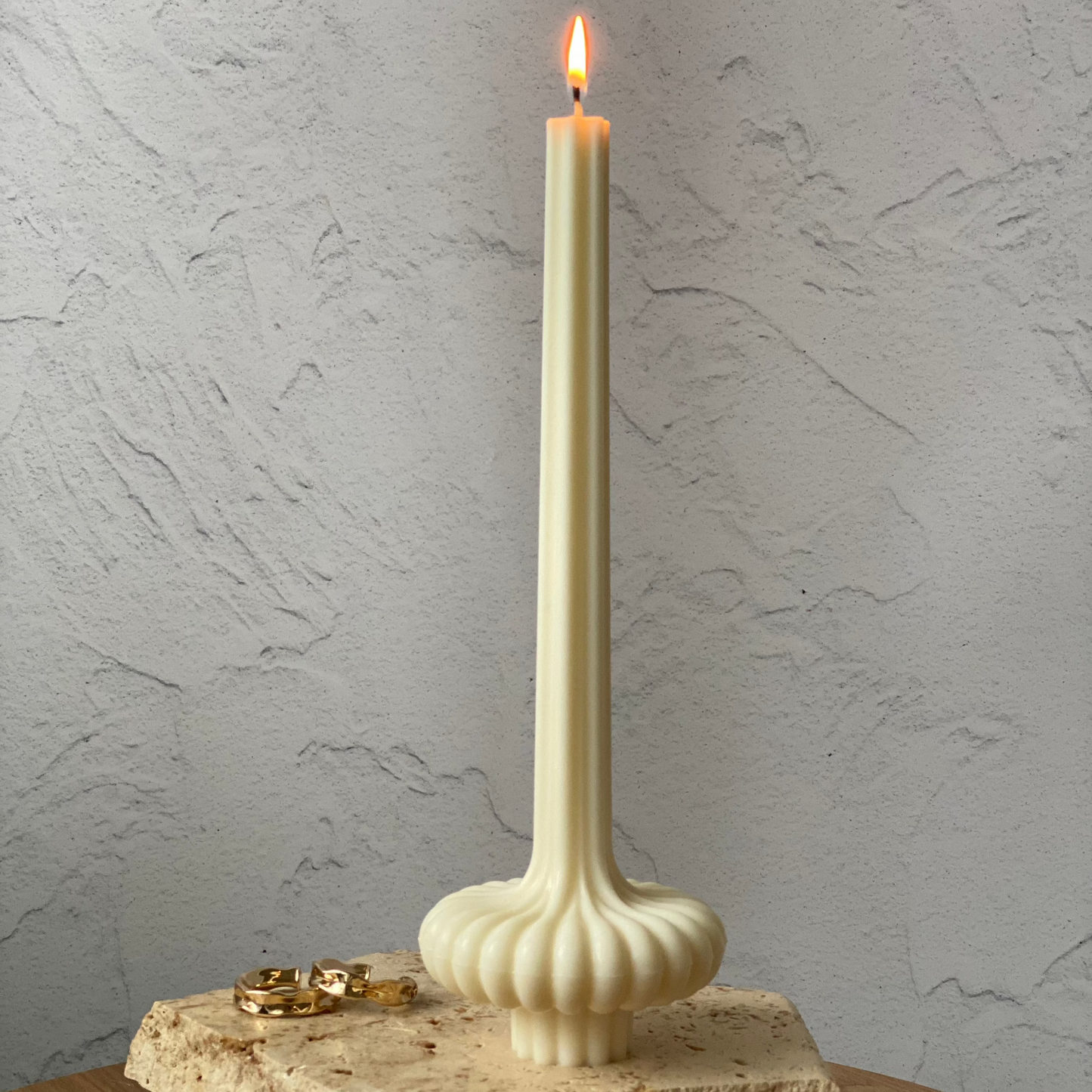 tall ribbed pillar candle for wedding and special events