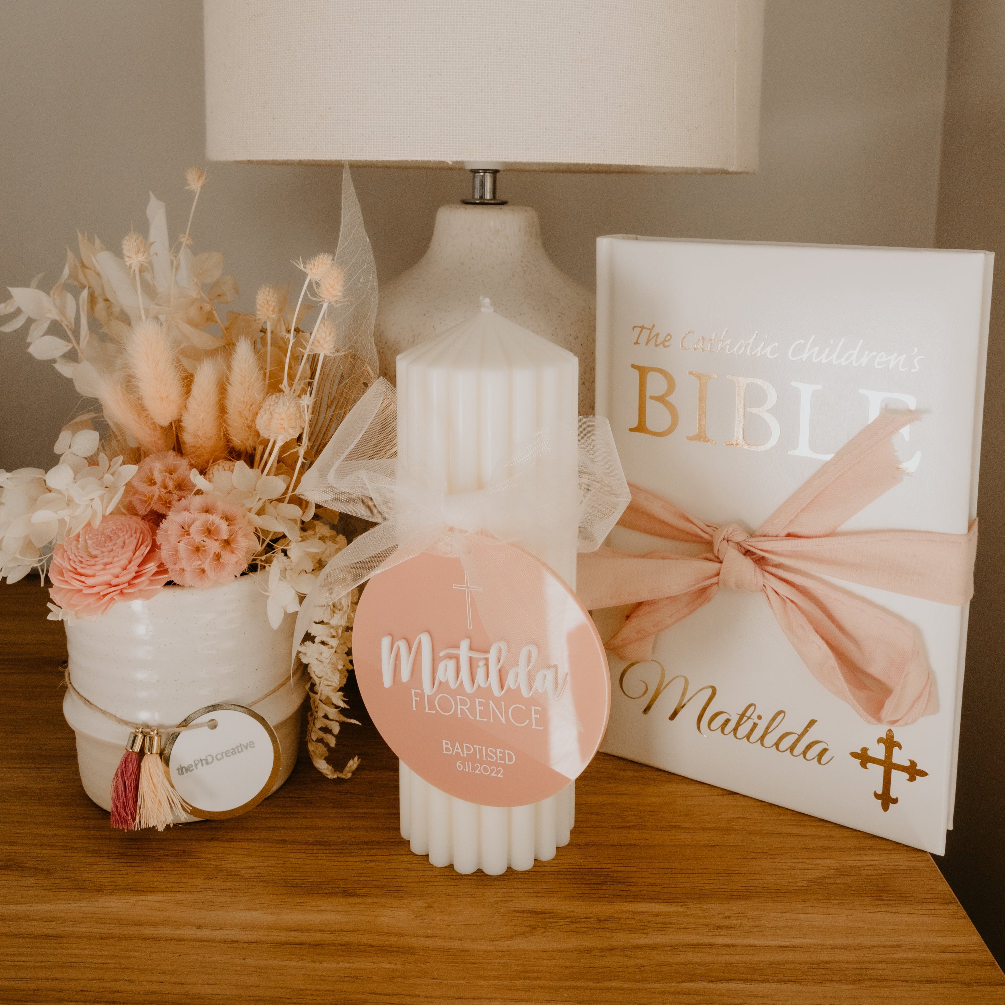 Luxe Pillar Candle | Christening & Baptism Candle | Bulk Candle Discounts