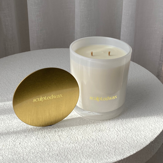 White candle with gold lid | Candle Gift Set