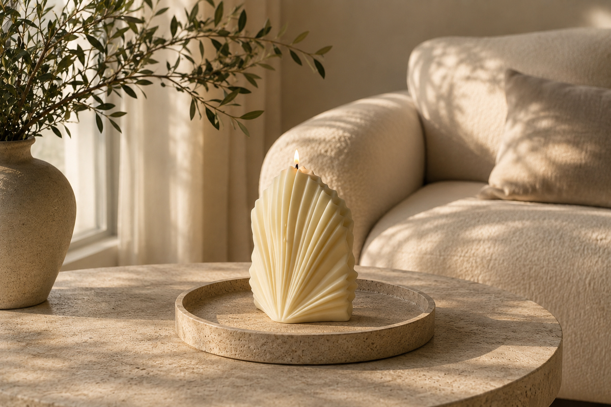 Hamptons coastal sculptural candle design 