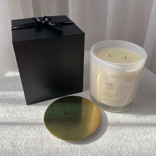 Japanese Honeysuckle Candle in white jar