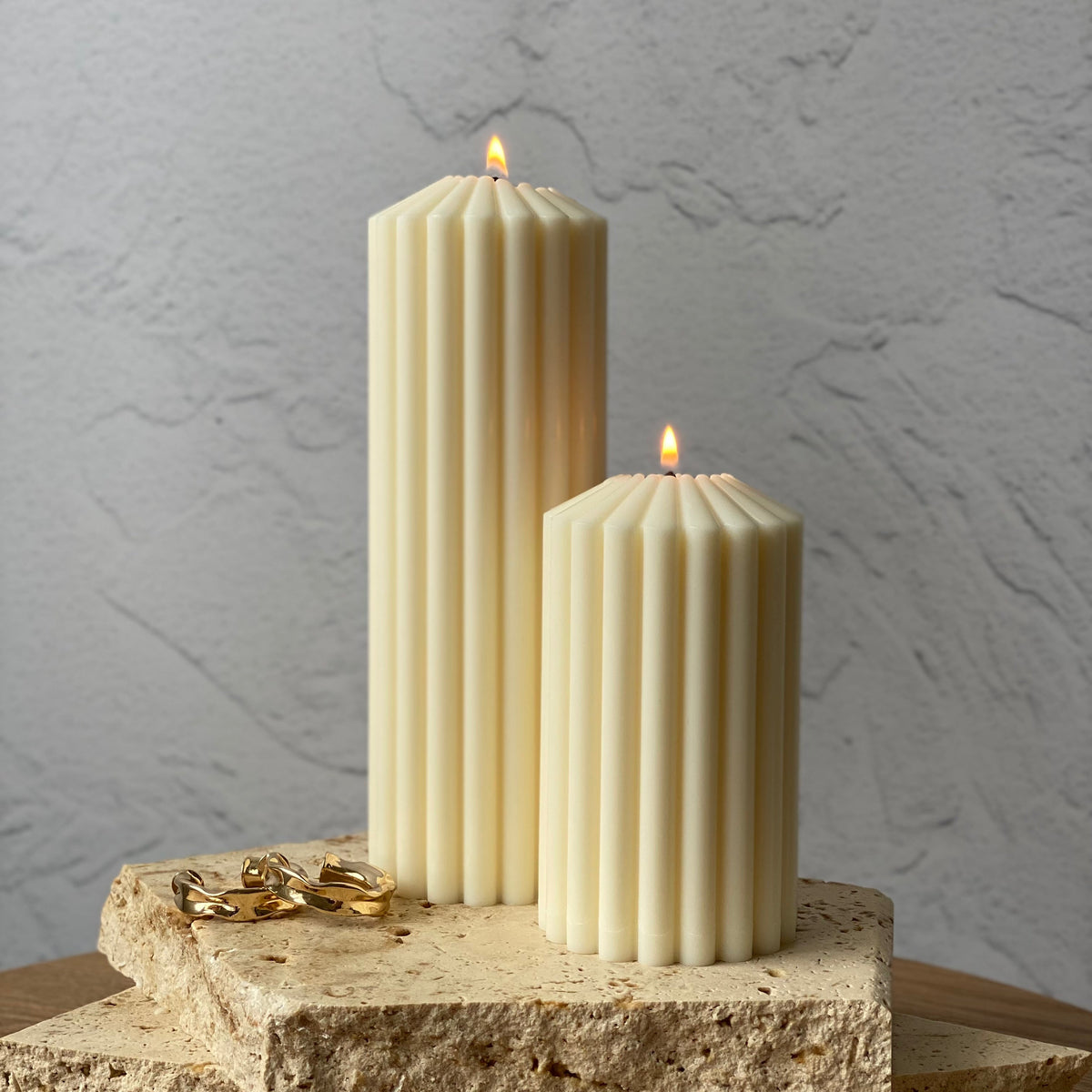 Luxe Ribbed Pillar Candle Gift Set Australia | Pillar Candles Australia 