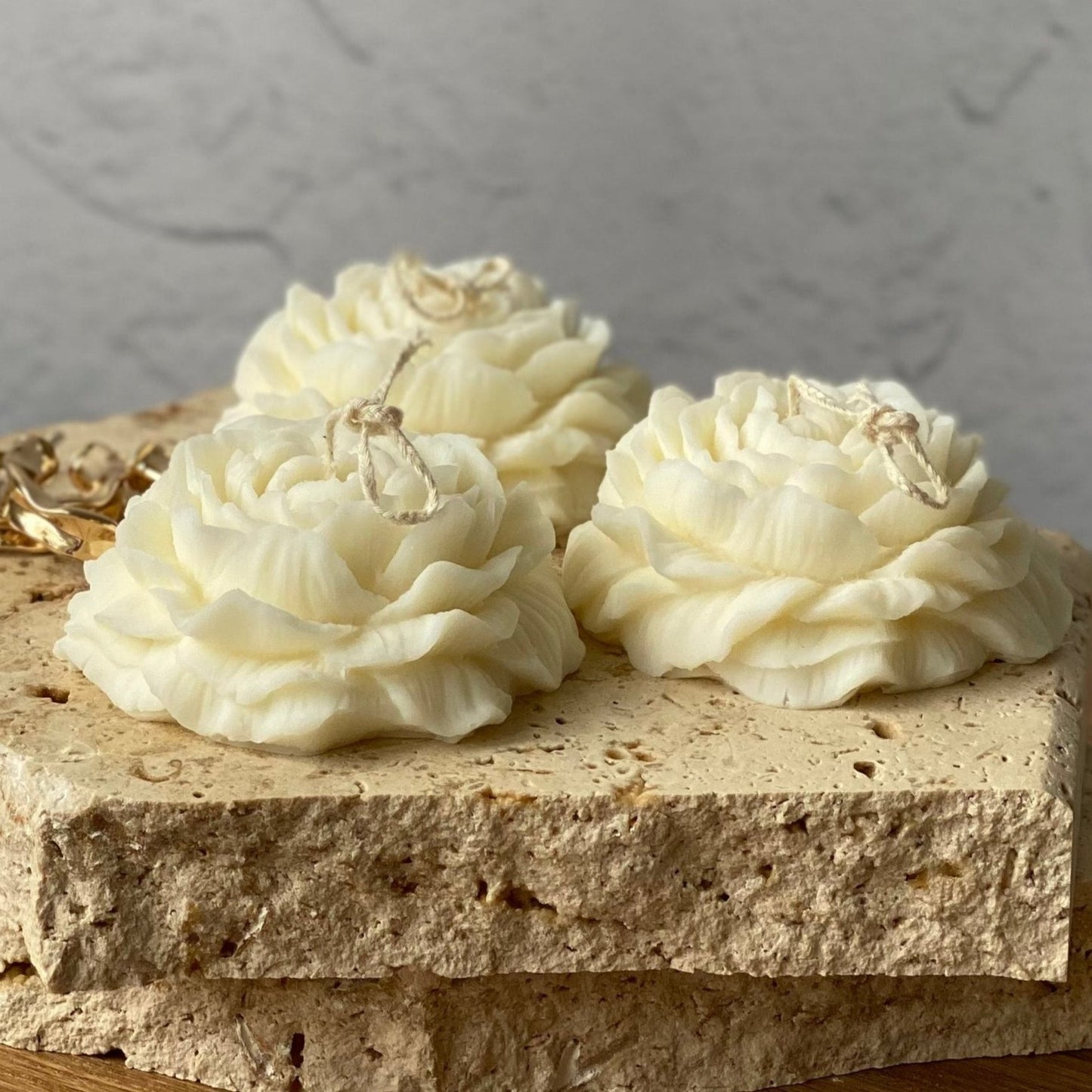 3 Peony flower candle gift set Australia