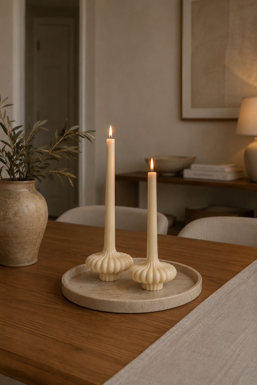 Romance Pillar Candles on dining table inspo