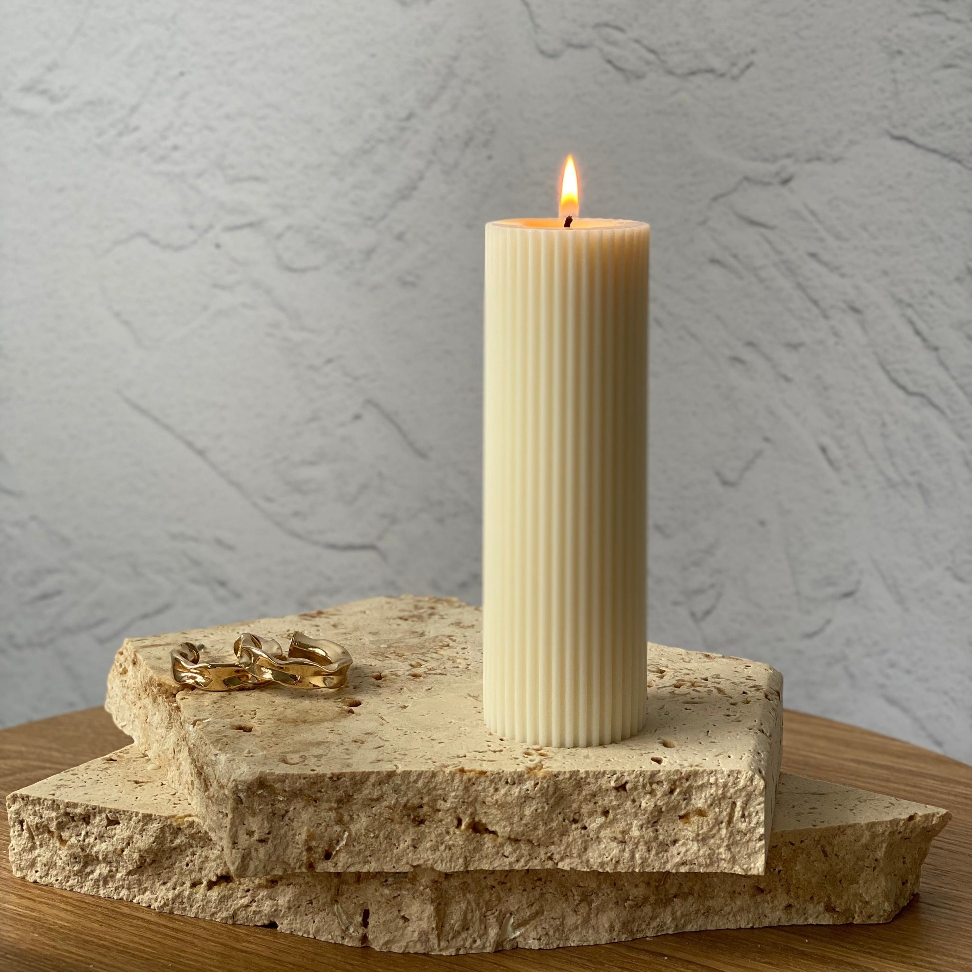 Small Skye Ribbed pillar soy candle Australia | candles aus | candles australia | scented candles | pillar candles