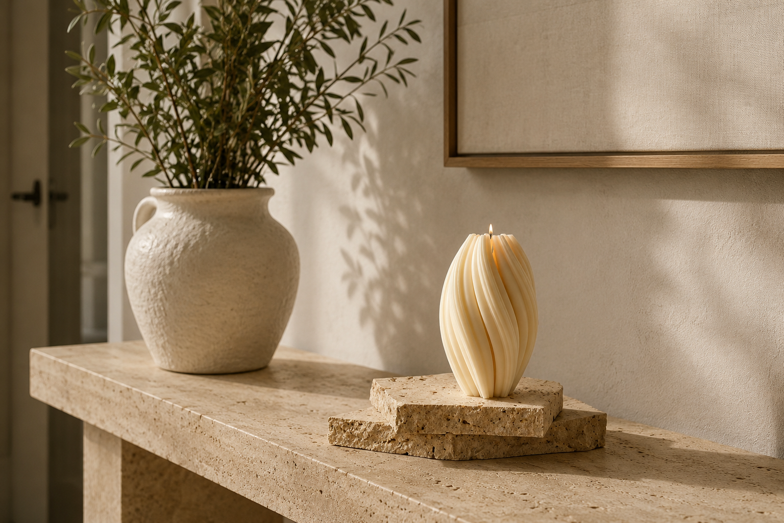 Large decorative sculptural candle styling inspo