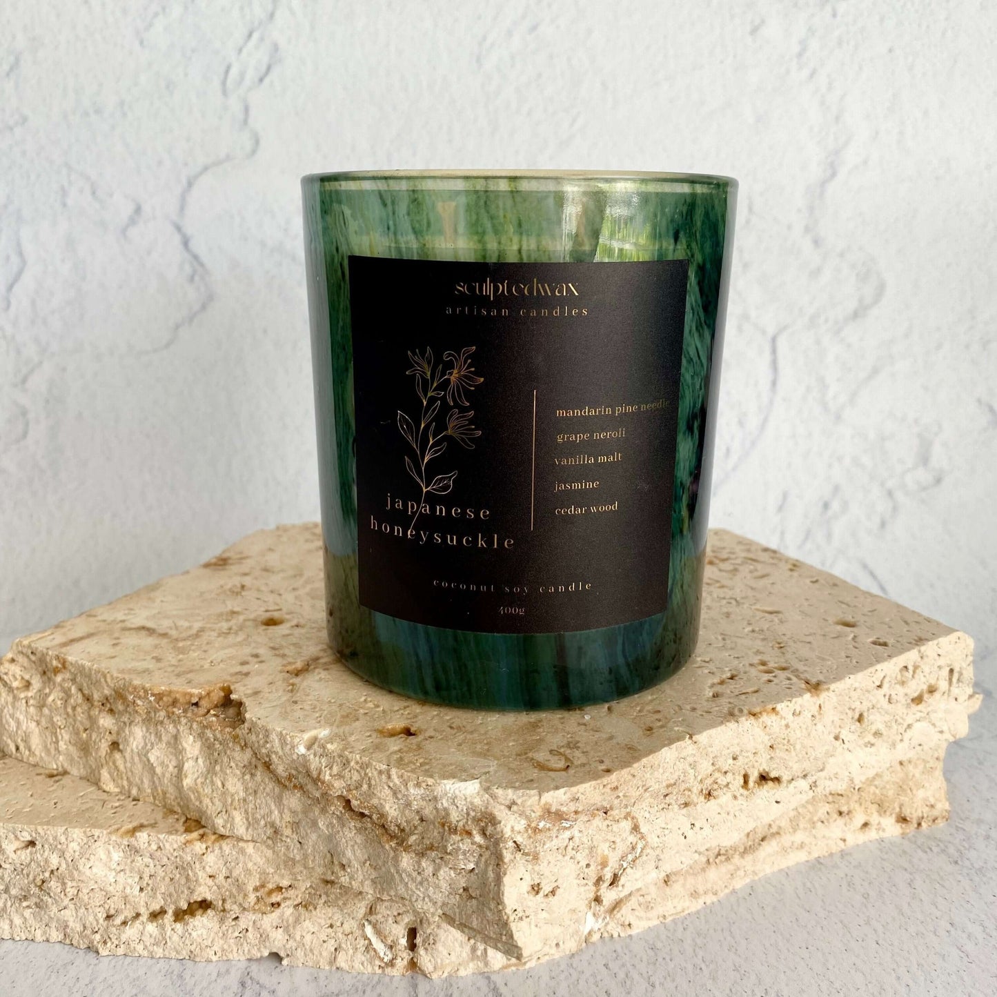 the best japanese honeysuckle scented candle in australia | green candles with black label