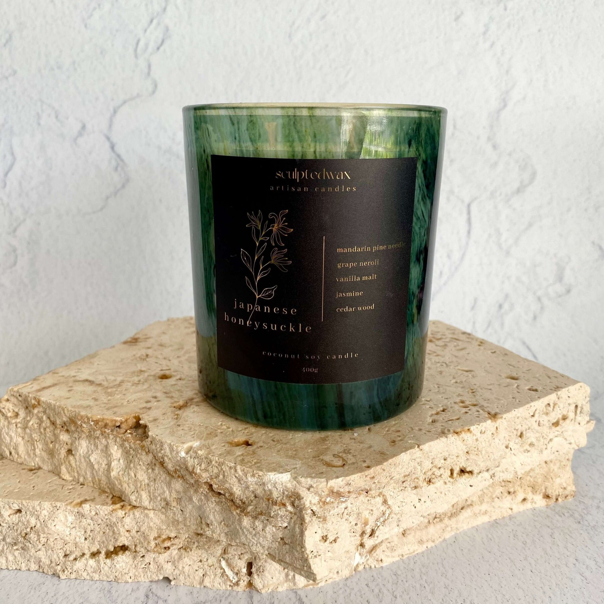 the best japanese honeysuckle scented candle in australia | green candles with black label