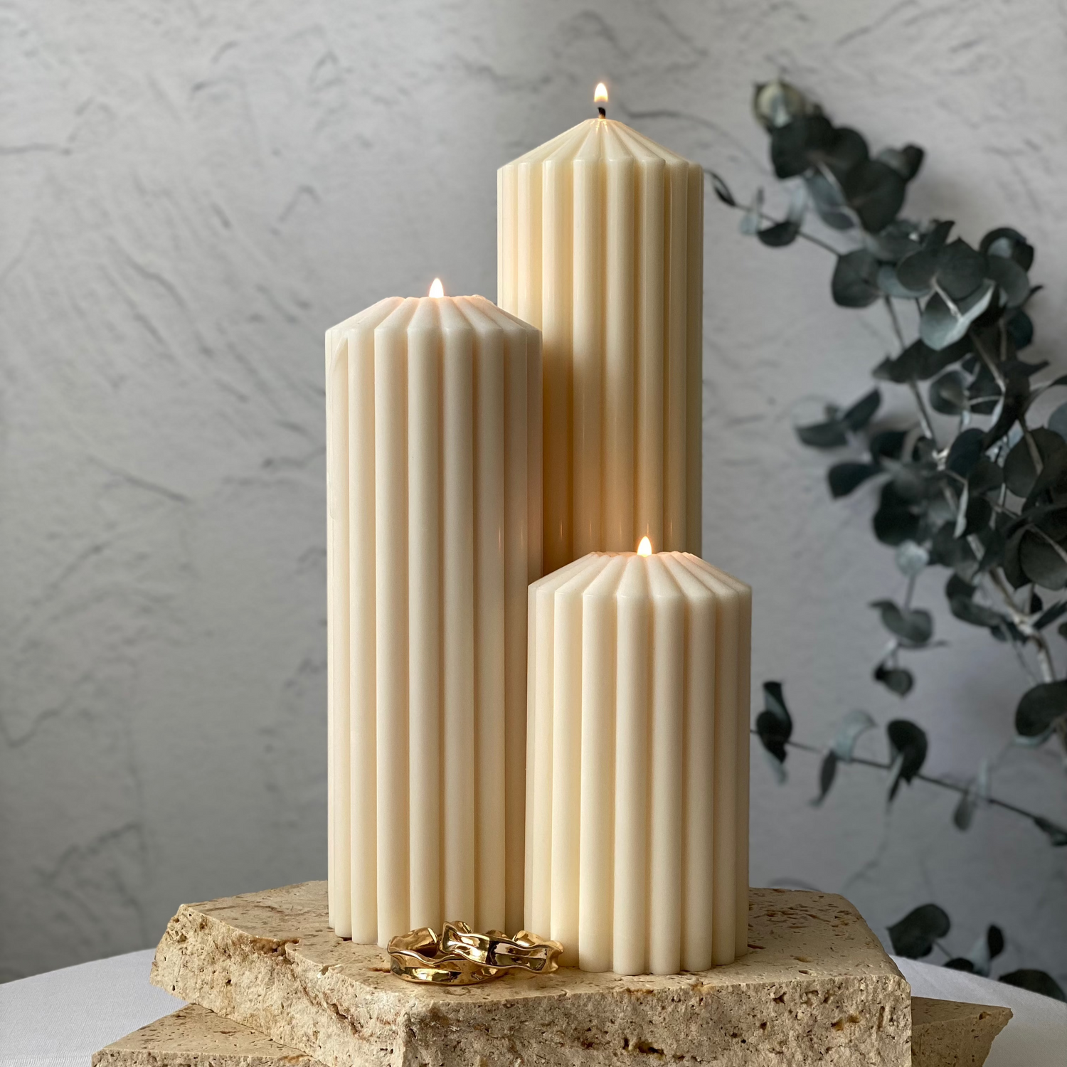 Luxe Ribbed Pillar gift set Soy Candles Australia