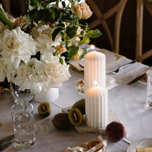 table centerpieces wedding | Long candles | short candles | candles natural