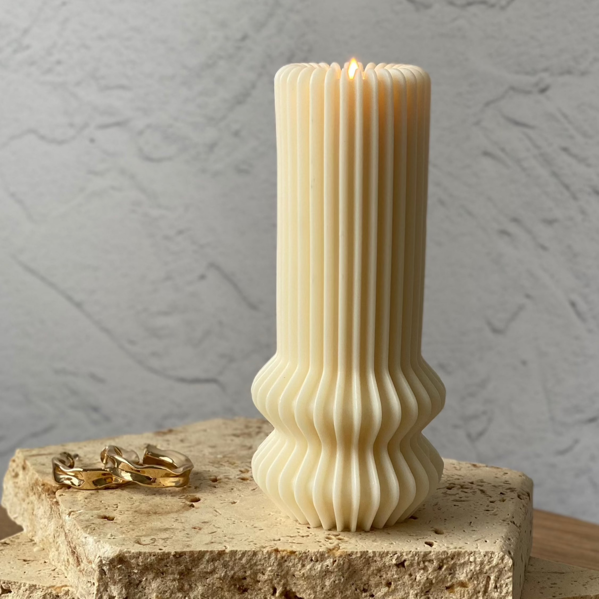 Unique Casa 17cm Ribbed Pillar Candle Australia
