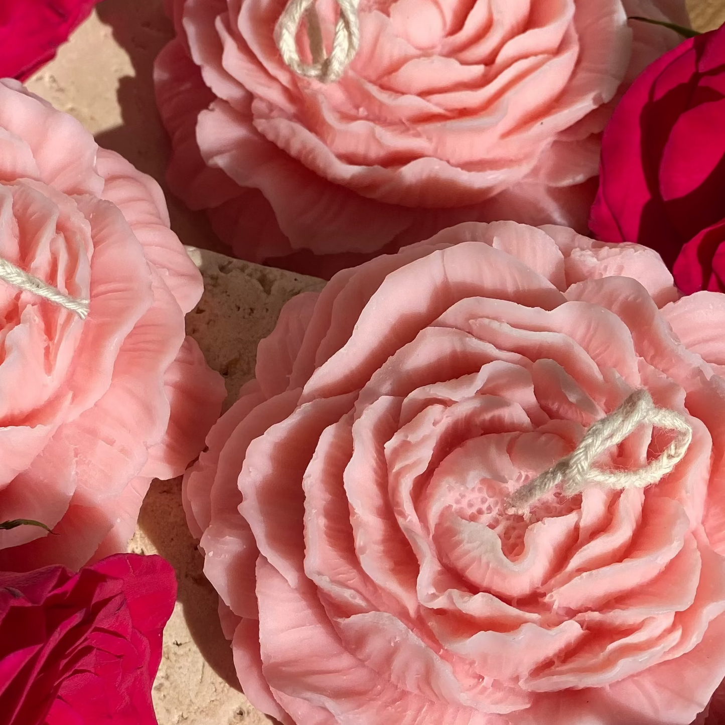 Pink peony candles 